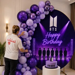 بادکنک آرایی تم تولد BTS