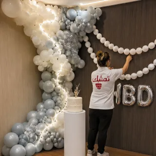 white gray balloon decoration