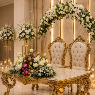 گل آرایی جایگاه عروس